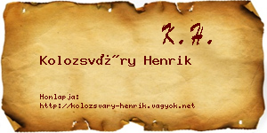 Kolozsváry Henrik névjegykártya